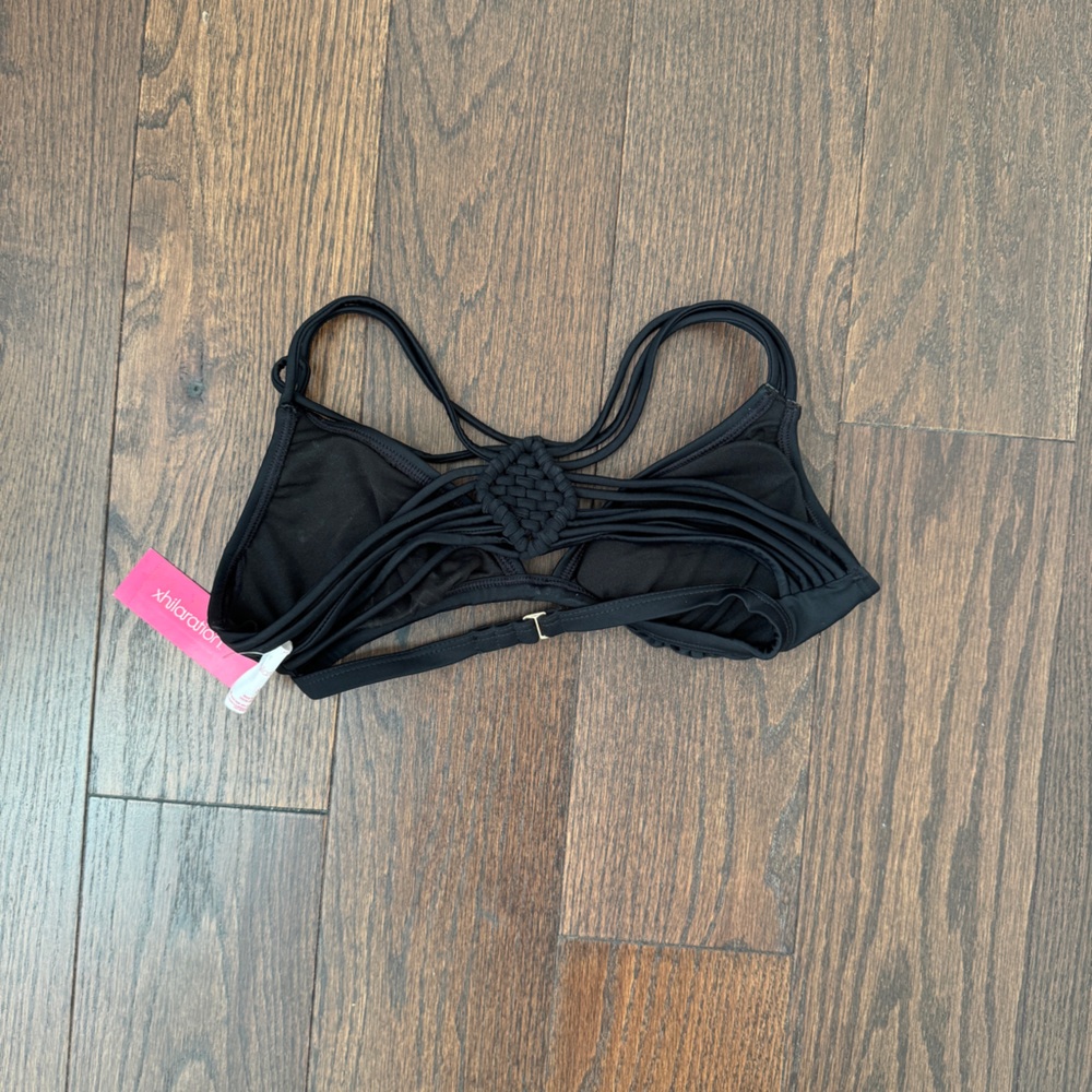 Xhilaration Black Strappy Macrame Back Bikini Top - Picture 3 of 4